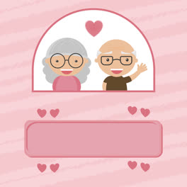 Motion-Graphic-of-Pink-background-with-grandparents-in-love-in-flat-design