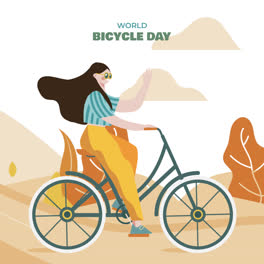 Gráfico-En-Movimiento-Del-Fondo-Plano-Del-Día-Mundial-De-La-Bicicleta