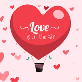 Motion-Graphic-of-Happy-valentine's-day-background-with-hot-air-balloon-heart