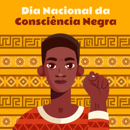 Gráfico-En-Movimiento-De-Ilustración-Plana-Para-El-Día-De-La-Conciencia-Negra-Con-Un-Hombre-Y-Un-Puño-En-Alto