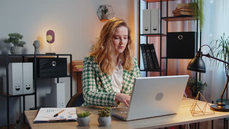 Smiling-businesswoman-showing-thumbs-up-sign-positive-something-good-great-news-positive-feedback