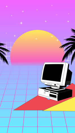 Bewegungsgrafik-Des-Vintage-Vaporwave-Hintergrunds