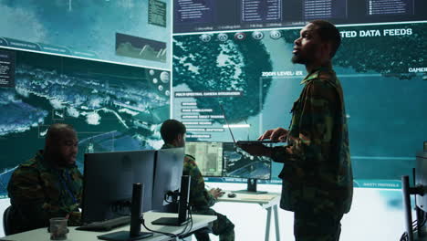 Military-officers-work-in-a-high-tech-army-control-tower-base