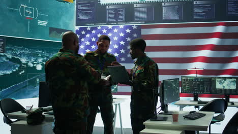 American-army-officers-in-high-tech-command-center-monitor-cybersecurity-threats