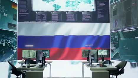 Empty-military-command-center-drone-control-agency-with-the-russian-flag