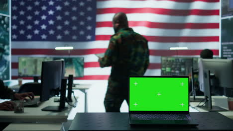 US-army-working-in-a-top-secret-control-center-with-isolated-mockup-screen