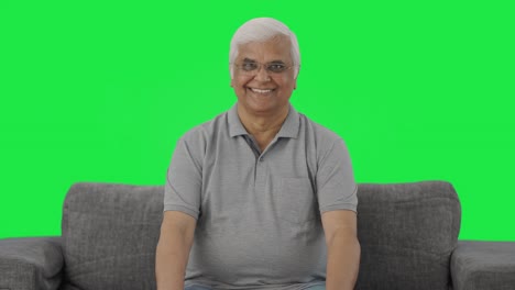 Happy-Indian-old-man-smiling-to-the-camera-Green-screen