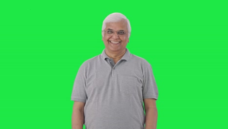 Happy-Indian-old-man-smiling-Green-screen