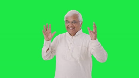 Happy-Indian-old-man-enjoying-and-dancing-Green-screen