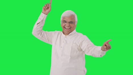 Happy-Indian-old-man-dancing-and-enjoying-Green-screen