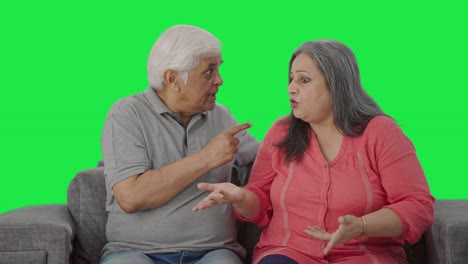 Angry-Indian-old-couple-fighting-Green-screen