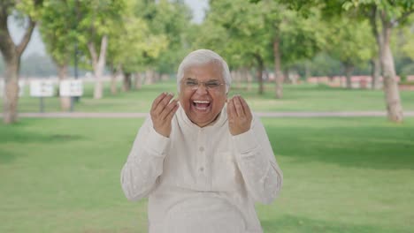 Happy-Indian-old-man-laughing-on-someone-in-park