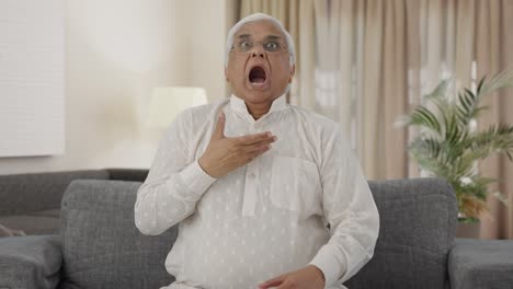 Sick-Indian-old-man-having-an-Asthma-attack