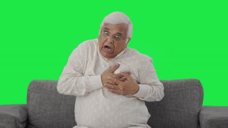 Sick-Indian-old-man-having-a-Heart-attack-Green-screen