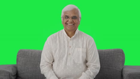 Happy-Indian-old-man-smiling-Green-screen