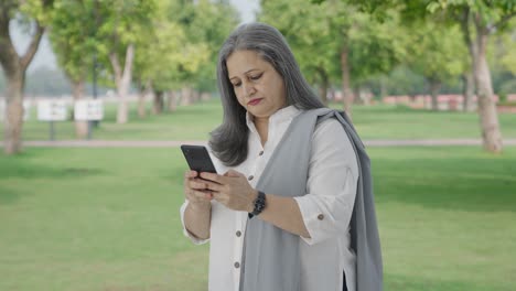 Indische-Mutter-Chattet-Am-Telefon-Im-Park