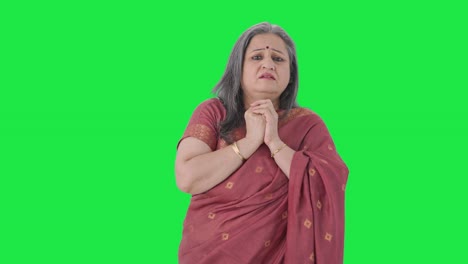 Afraid-Indian-old-woman-scared-Green-screen