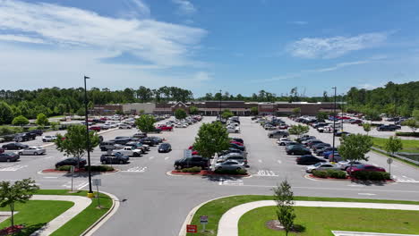 Drone-shot-of-Walmart-on-a-sunny-day-in-North-Carolina