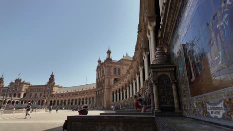 Time-Lapse-De-La-Plaza-De-España-En-El-Parque-Maria-Luisa-En-Sevilla,-España