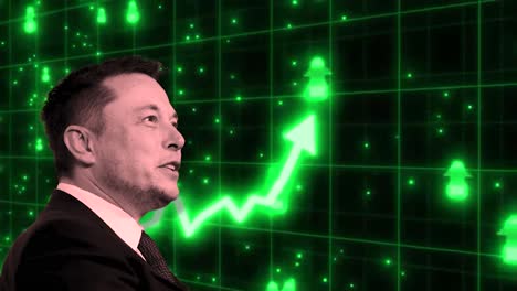 Elon-Musk-An-Der-Spitze-Steigender-Aktien,-Die-Grün-Sind-Und-Durch-Einen-Nach-Oben-Gerichteten-Pfeil-Deutlicher-Dargestellt-Werden.-Animation-Bearbeiten