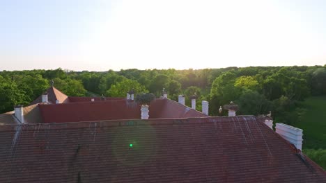 Storks-Nesting-On-Buiding-Roof-In-Marchegg,-Austria