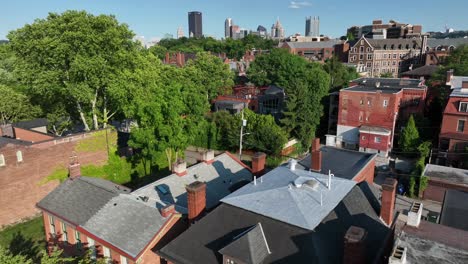 American-houses-of-neighborhood-in-Pittsburgh-Suburb-during-sunny-day