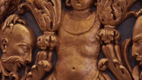 A-detailed-shot-of-a-cherub-in-the-Co-Cathedral-of-Saint-John-in-Valletta,-Malta