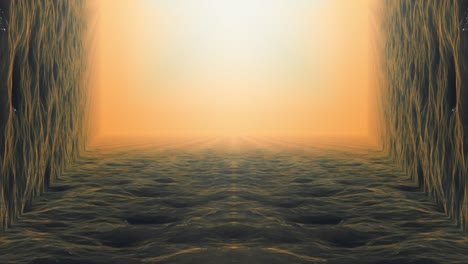 Digital-Animation-of-Gradient-Sunset-Ocean-Waves-with-Rippled-Effects