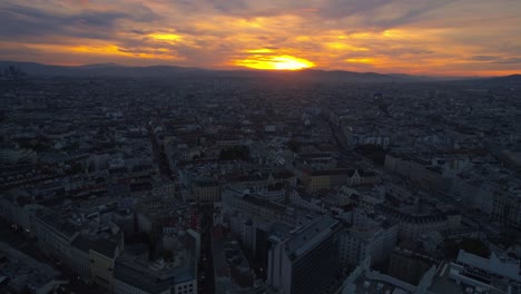 Vienna-Drone-at-golden-hour-sunset,-Aerial-shot