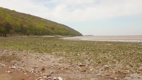 Profile-view-of-Sand-Bay-Beach-in-Weston-super-Mare,-England-during-daytime