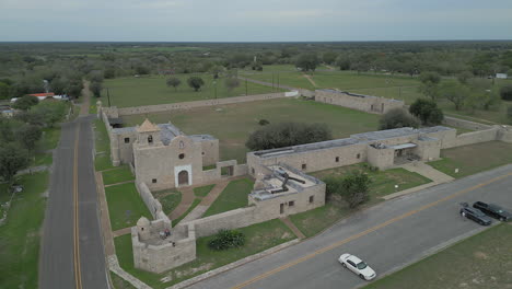 Spanische-Festung-Presidio-La-Bahía-In-Goliad,-Texas,-Luftaufnahme