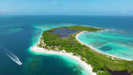 Scenic-Aerial-View-Of-Cayo-Sombrero-Island-On-The-Caribbean-Sea,-Morrocoy-National-Park,-Venezuela