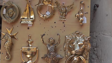 A-detailed-shot-of-some-elegant-doorknockers-used-in-Valletta,-Malta