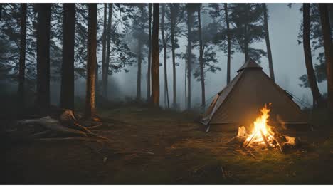 Carpa-Amarilla-En-Un-Campo-Con-Un-Cielo-Estrellado-Como-Telón-De-Fondo