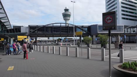 Schiphol-airport-in-Amsterdam-,-The-Netherlands,Air-traffic-control-tower