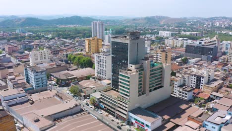 Aerial-Drone-Pan-View-of-Aterrado-Neighborhood-in-Volta-Redonda,-Rio-de-Janeiro,-Brazil---Urban-Landscape