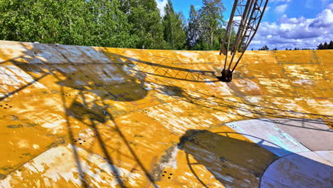 Irbene-radio-telescope-in-Latvia-rusting,-soviet-radio-telescope-near-abandoned-military-town