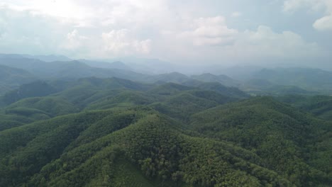 Mountain-View-in-Thailand's-Deep-South,-Thai-Malaysian-Border,-Deep-South-Betong-District-Yala-Province,-Rubber-Tree-Plantation