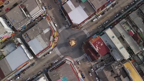 Clock-Tower-Roundabout-Top-Shot-in-Betong-Yala-Province,-Thailand-Southernmost-Town,-Betong-City-Center