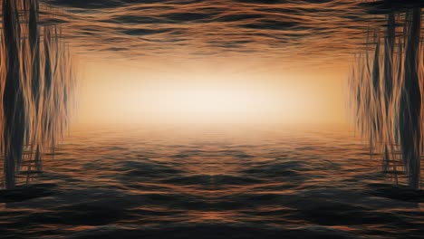 Digital-Animation-of-Glowing-Sunset-Ocean-Waves