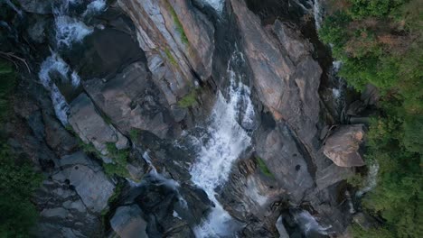 Scenic-Mae-Klang-Waterfall-In-Ban-Luang,-Chom-Thong,-Chiang-Mai,-Thailand---Drone-Shot