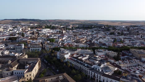 High-Angle-Aerial-Orbit---Jerez-de-la-Frontera-City-at-Sunset