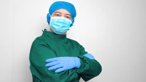 Medical-Clinic-Staff-Physician-Doctor-And-Nurse-Profession-Concept,-Doctors-in-surgical-suits-fight-against-the-epidemic-prepared-for-surgery-during-pandemic-period