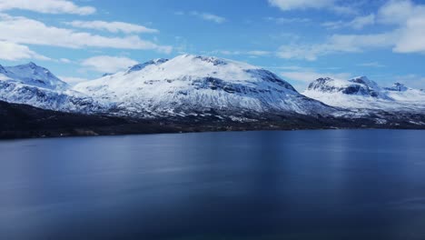 Gratangen-Fjord-With-Snow-Covered-Mountain-In-Background