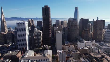 San-Francisco-California-USA-Downtown-Cityscape-Skyline,-Aerial-View-on-Sunny-Day