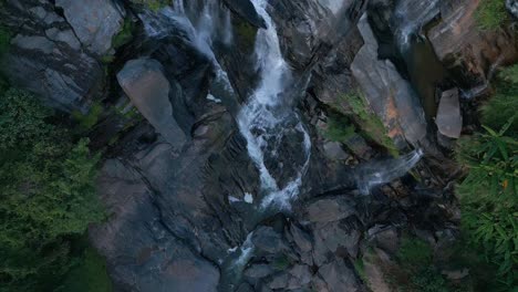 Bird's-Eye-View-Over-Mae-Klang-Waterfall-In-Ban-Luang,-Chom-Thong,-Thailand---Drone-Shot