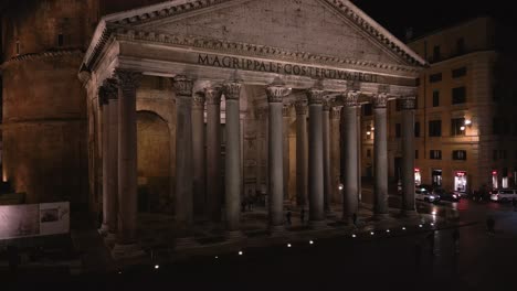 Aerial-Drone-View-Above-Pantheon-at-Night