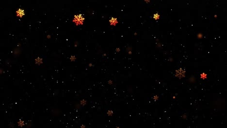 Snowflakes-overlay-Winter,-slowly-falling-snow-effect-seamless-loop-animation-on-black-background