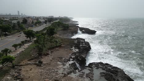 Santo-Domingo-coast-after-hurricane-Beryl,-Dominican-Republic