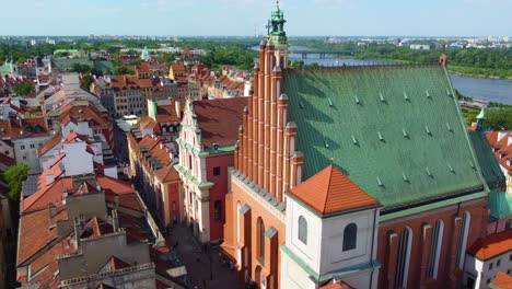 Panoramic-drone-view-over-the-city-of-Warsaw,-Poland